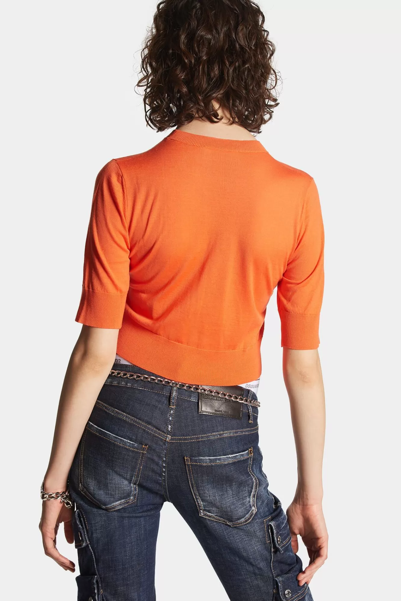 Gebreide Kleding^Dsquared2 D2 Gebreide Trui Met Korte Mouwen En Korte Mouwen Uitbundigheid Oranje