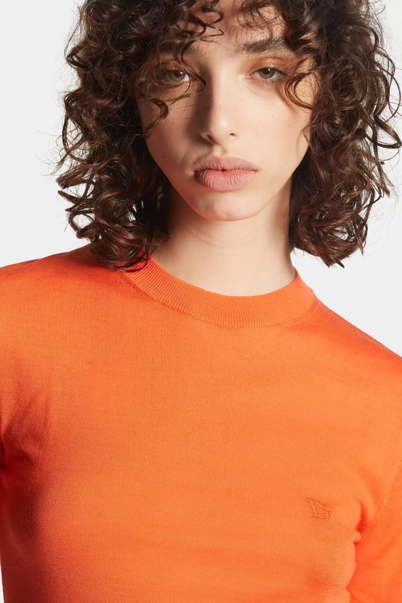Gebreide Kleding^Dsquared2 D2 Gebreide Trui Met Korte Mouwen En Korte Mouwen Uitbundigheid Oranje