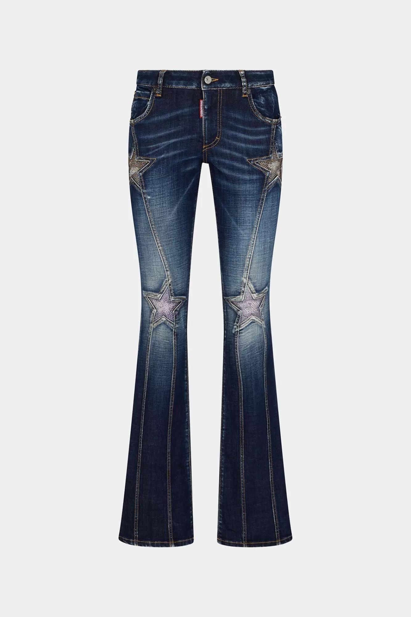Jeans^Dsquared2 Diamond Super Star Wash Medium Taille Flare Jeans Marine