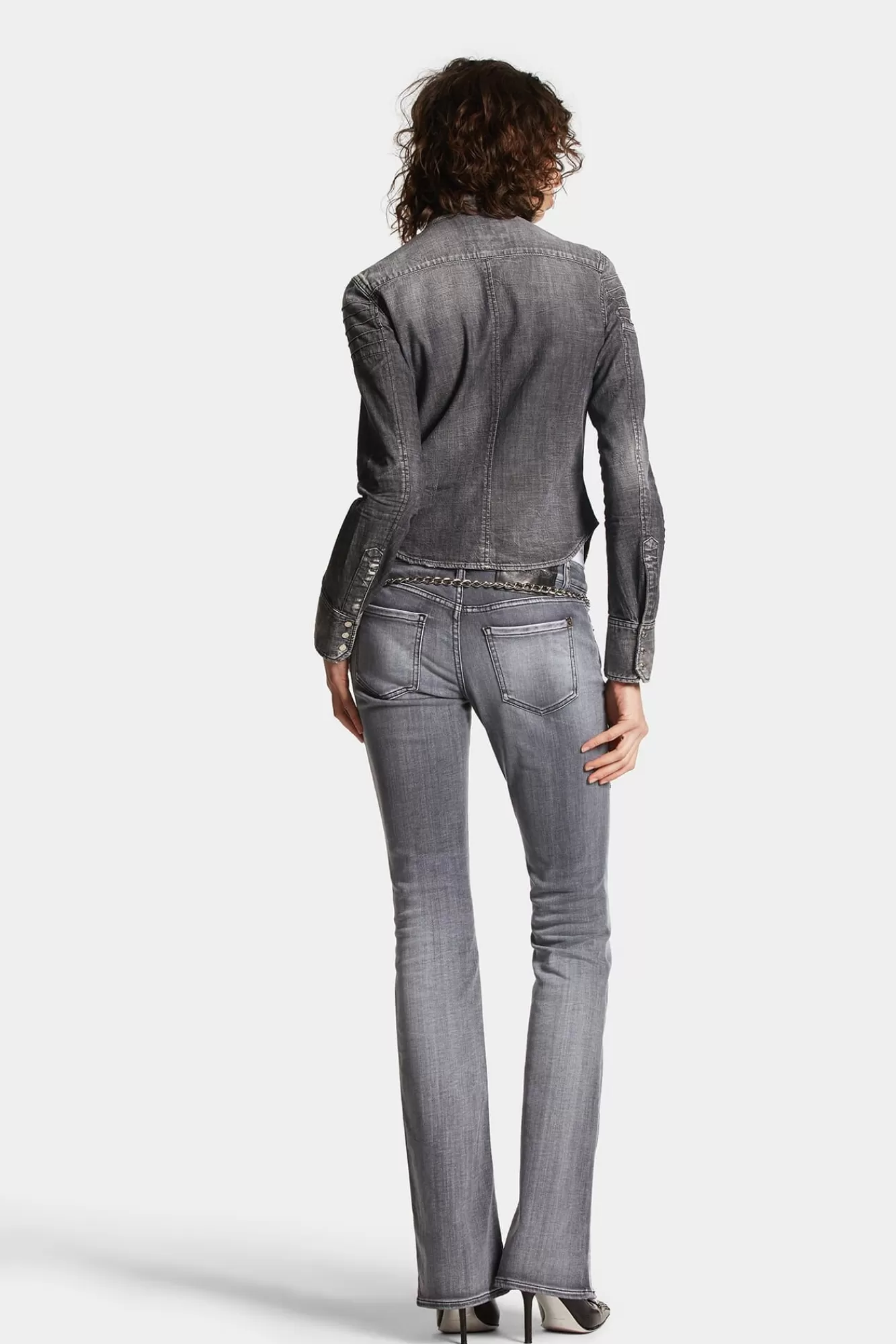 Jeans^Dsquared2 Grijze Flare Jeans Met Normale Wassing En Middelhoge Taille Zwart