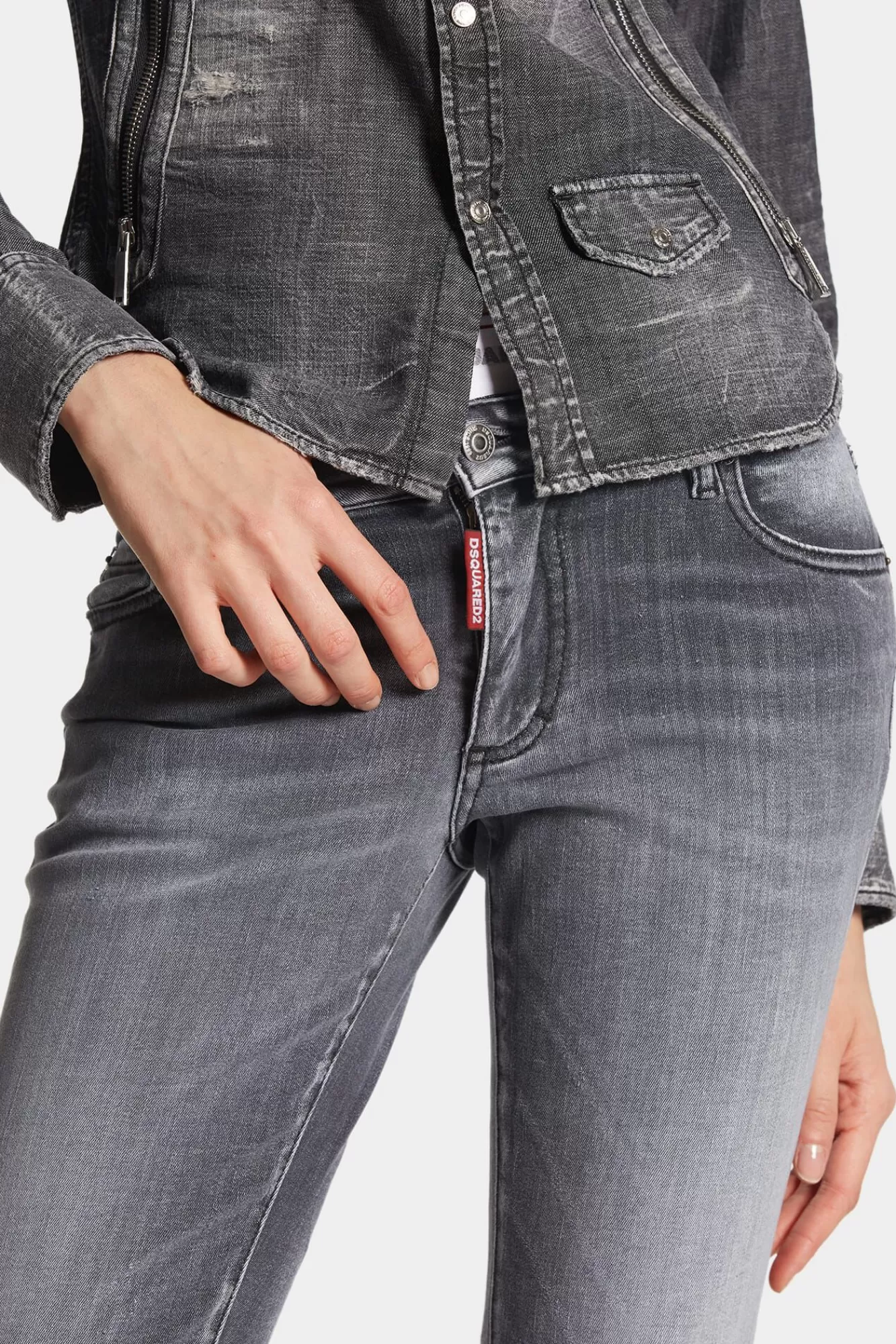 Jeans^Dsquared2 Grijze Flare Jeans Met Normale Wassing En Middelhoge Taille Zwart