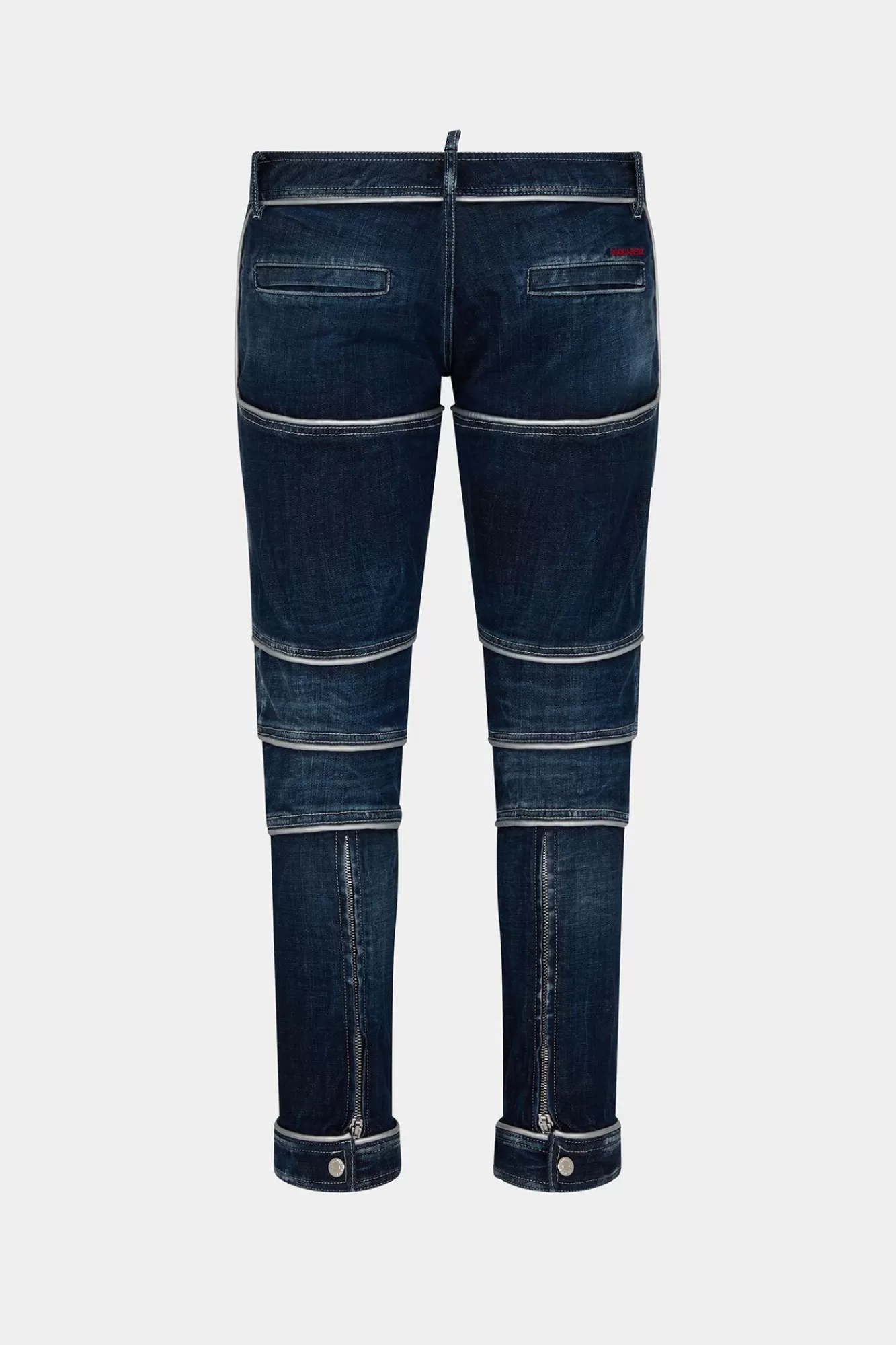 Co-Orden^Dsquared2 Heritage Denim Bikerbroek Met Donkere, Gemakkelijk Gescheurde Wassing Marine