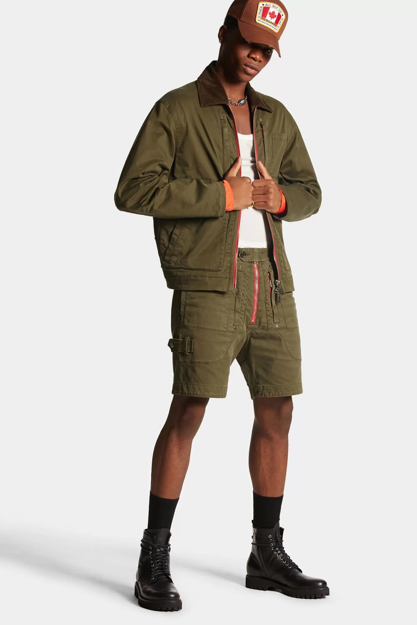 Co-Orden^Dsquared2 Heritage Multipockets Marineshort Militaire Groen