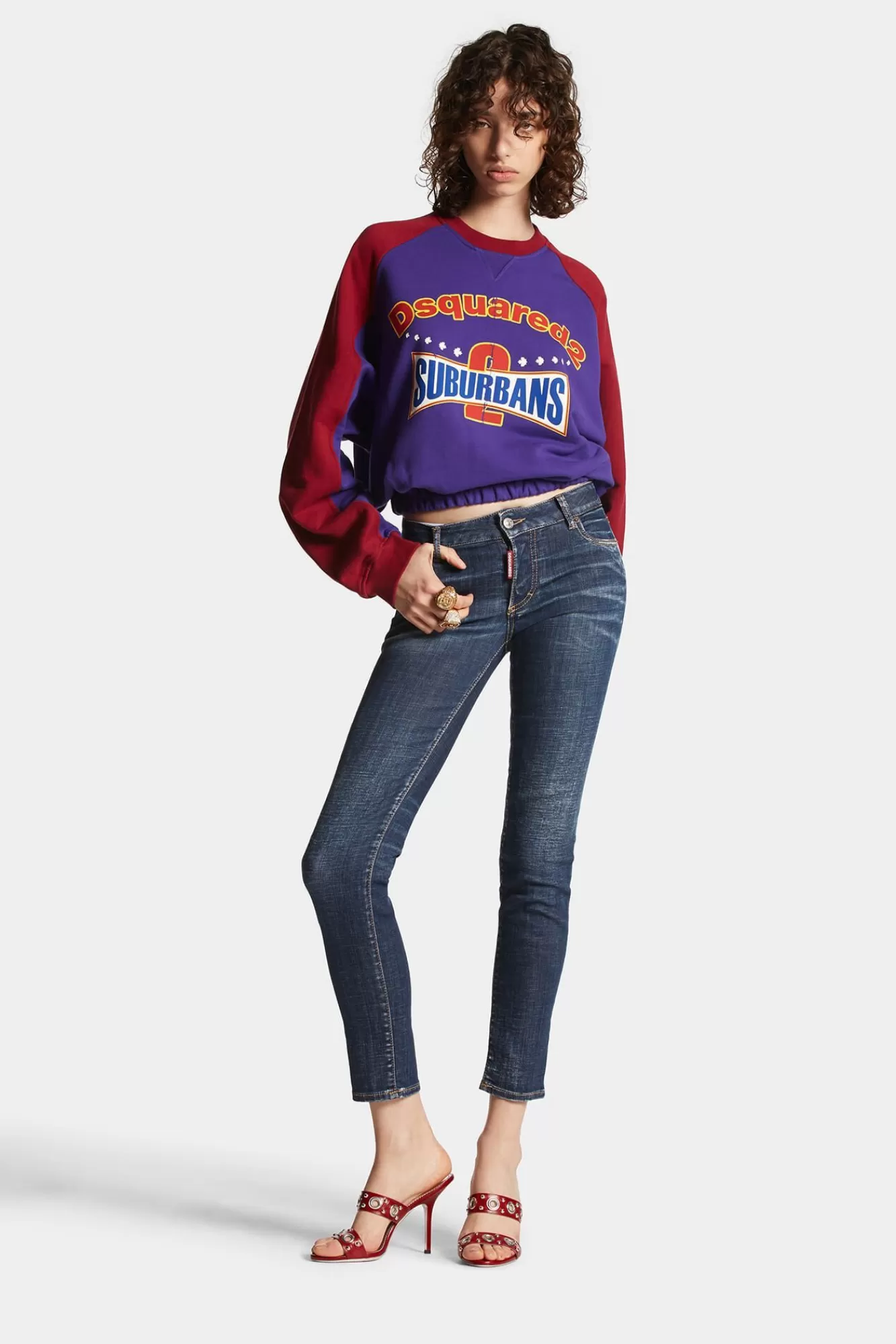 Jeans^Dsquared2 Jennifer Jean Met Donkere Geperste Wassing En Middelhoge Taille Marine