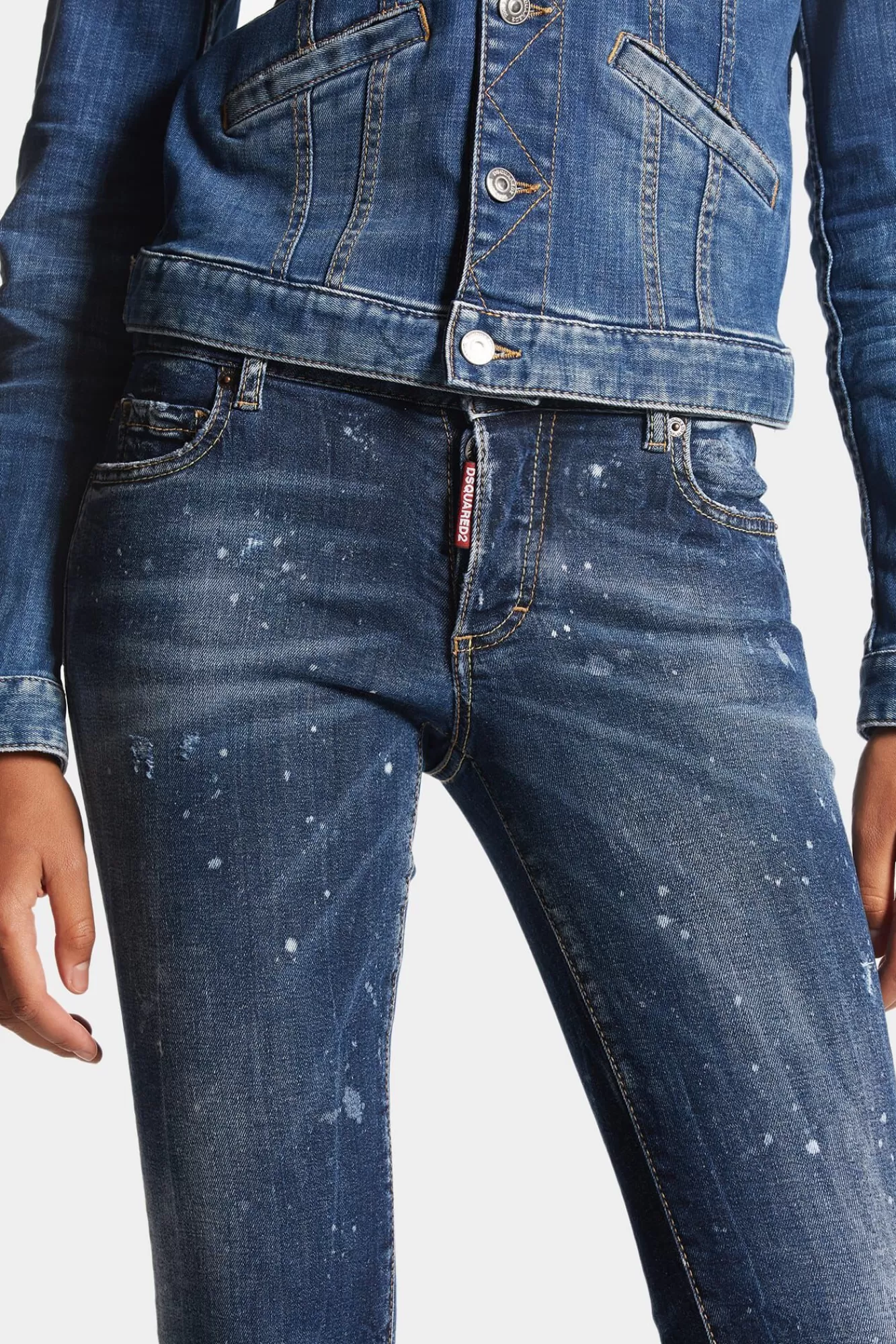 Jeans^Dsquared2 Jennifer Jeans Met Donkere Beschimmelde Wassing En Middelhoge Taille Marine