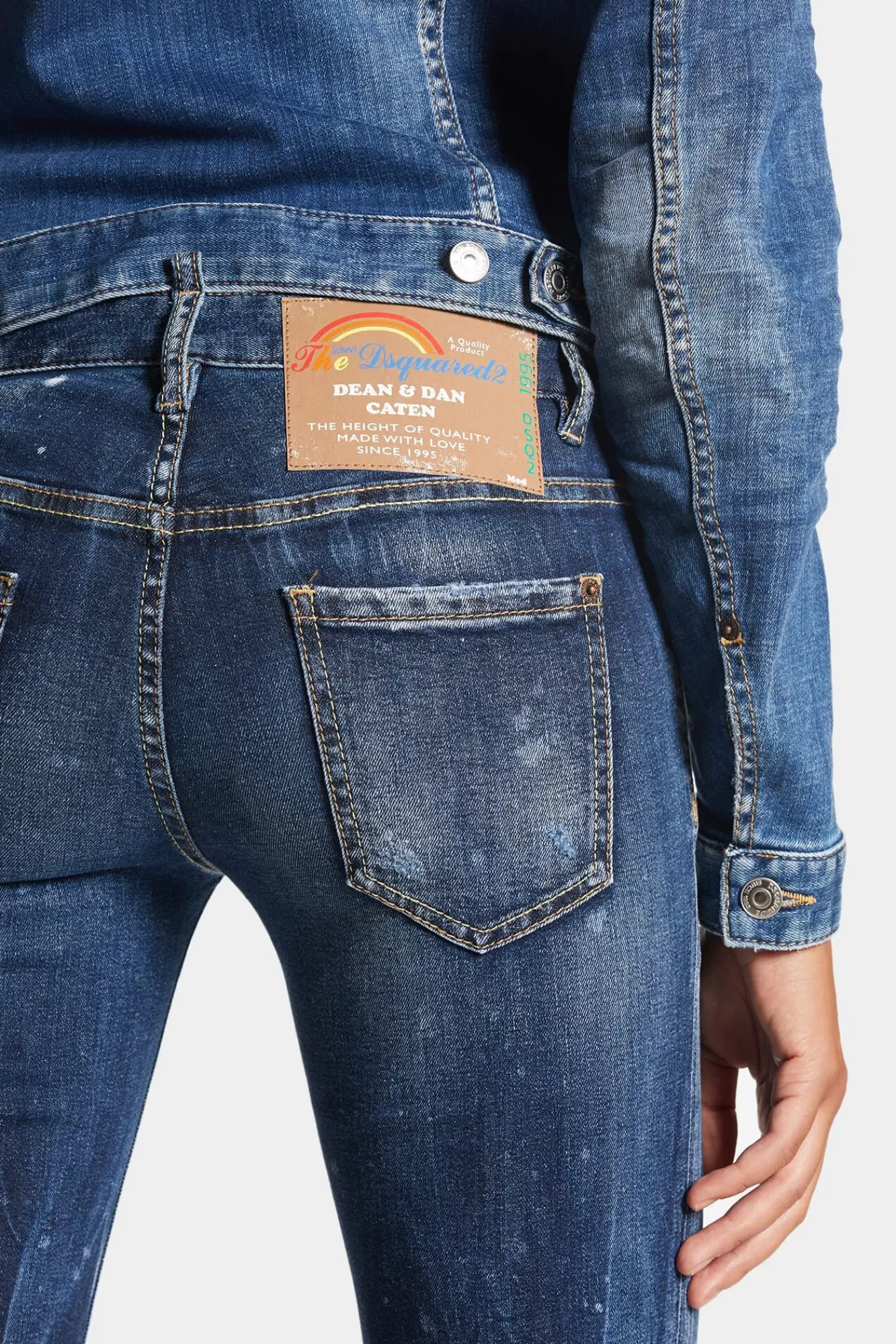 Jeans^Dsquared2 Jennifer Jeans Met Donkere Beschimmelde Wassing En Middelhoge Taille Marine