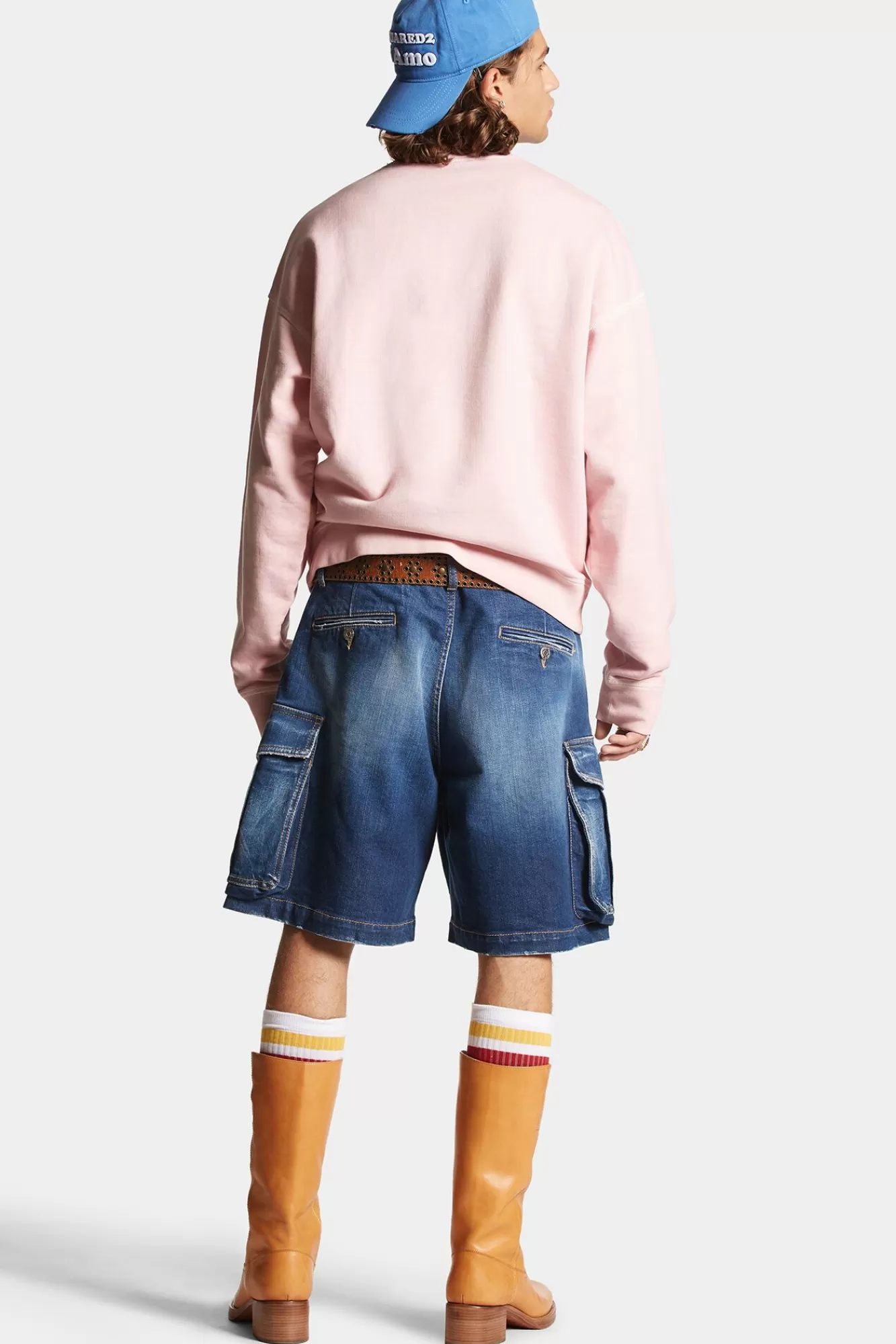 Korte Broek^Dsquared2 Medium Gescheurde Kniewas 64 Tag-Short Marine