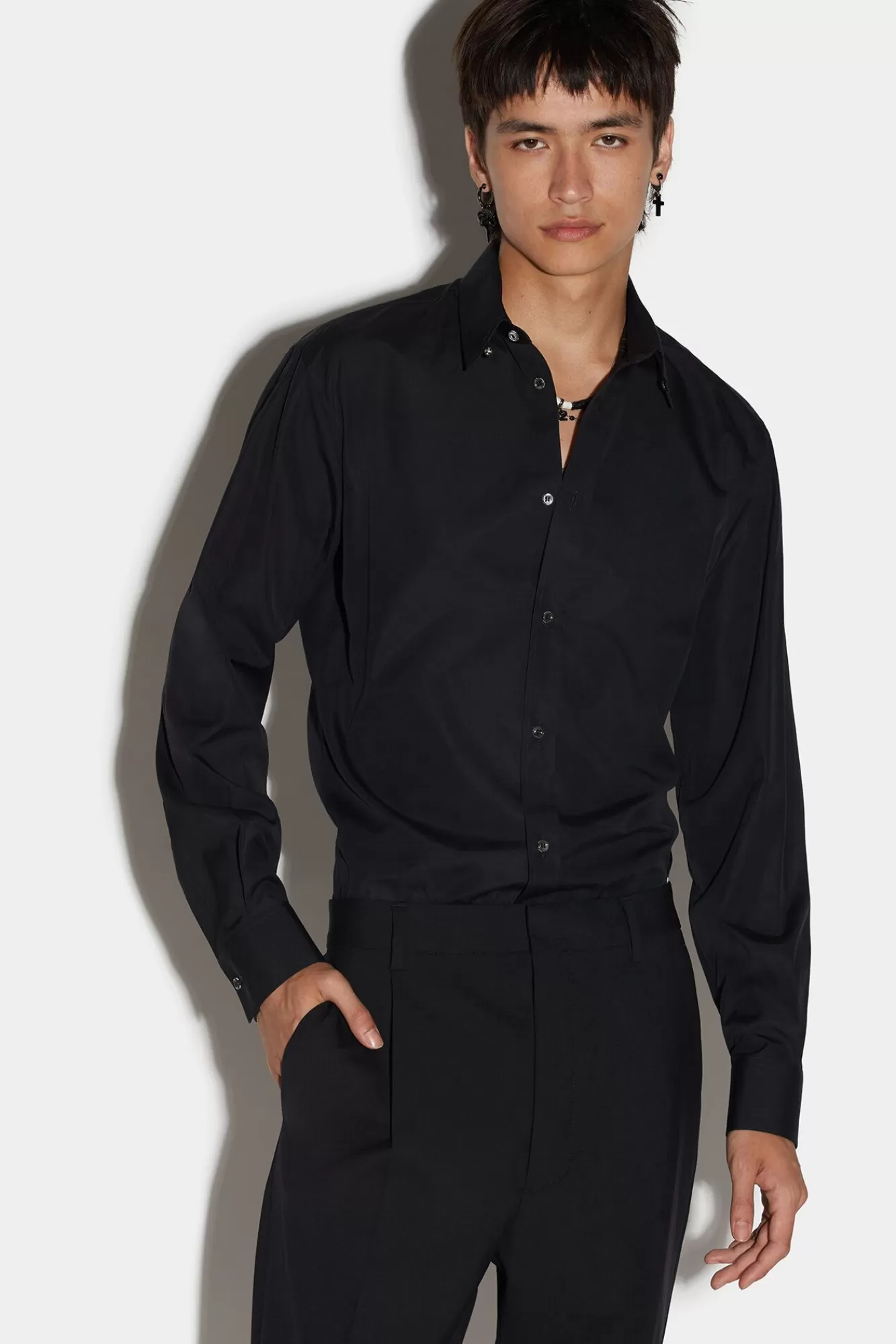 Overhemden^Dsquared2 Relaxed Dan-Shirt Met Tabkraag Zwart